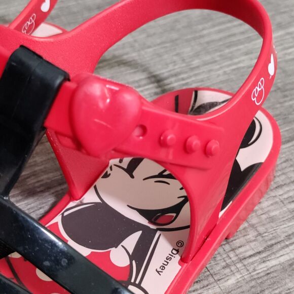 Grendene Kids Disney Minnie Mouse Sandals Size 1 US Red Black Strappy - Picture 8 of 11